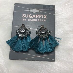 Bauble bar sugar fix turquoise tassel earrings